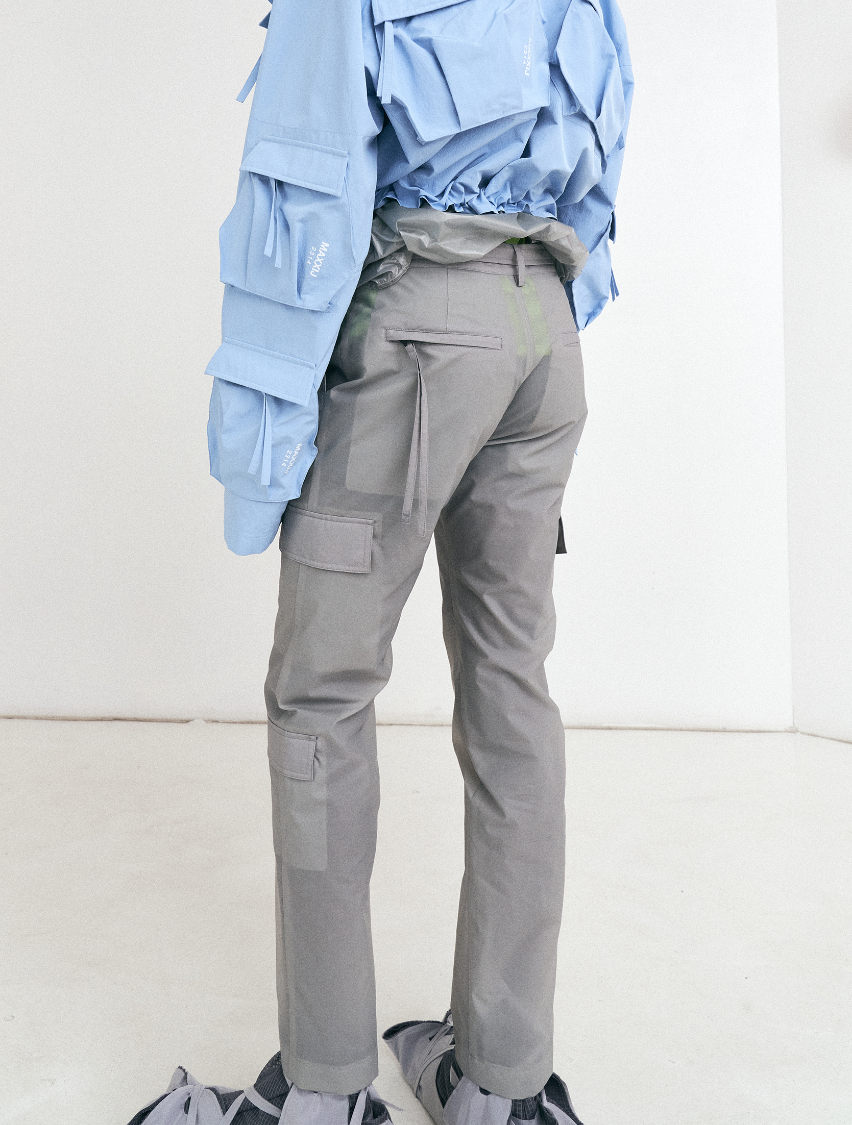 Grey Opaque Cargo Trousers