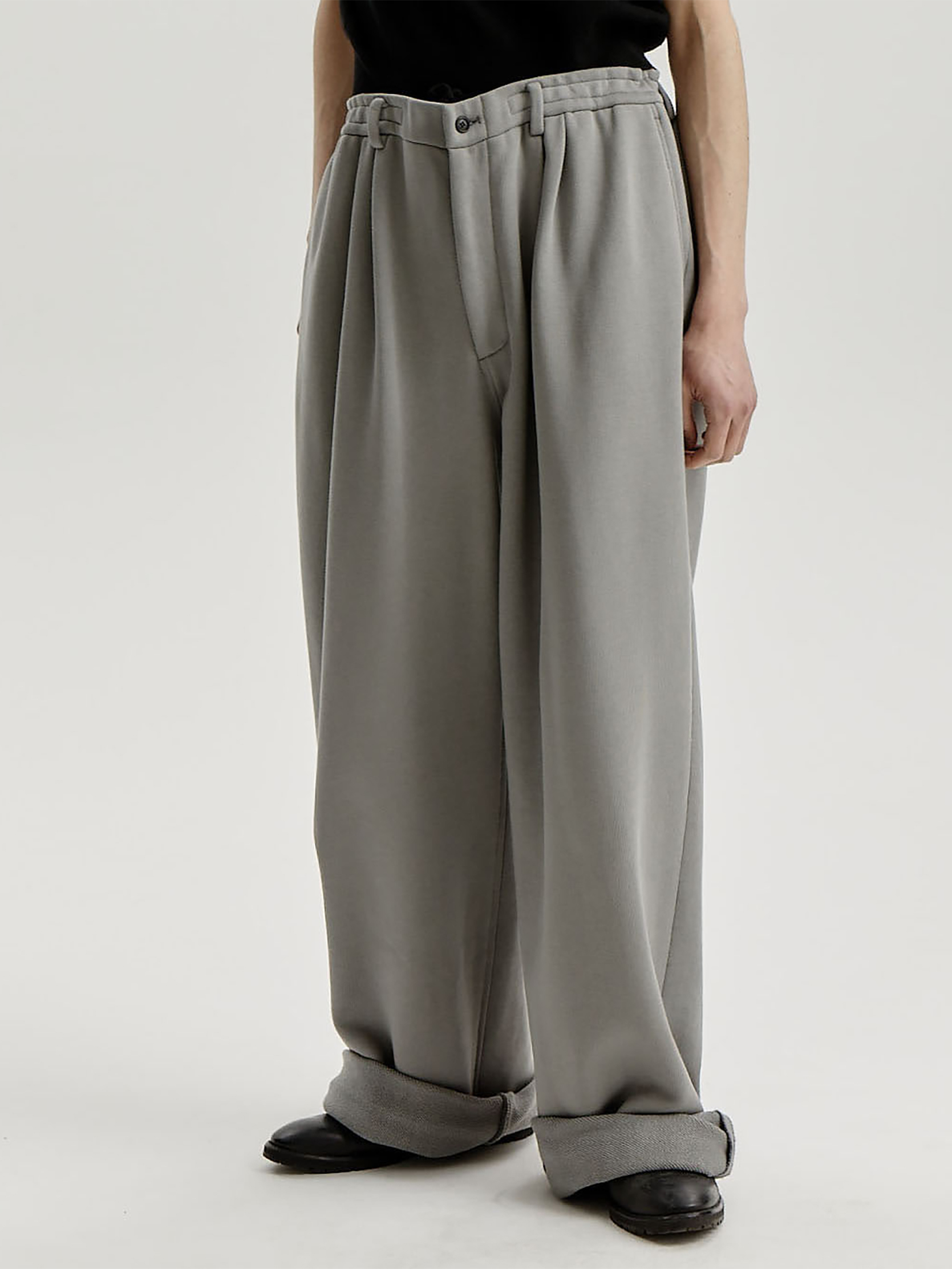 Steel Grey Jersey Comfy Wide Trousers