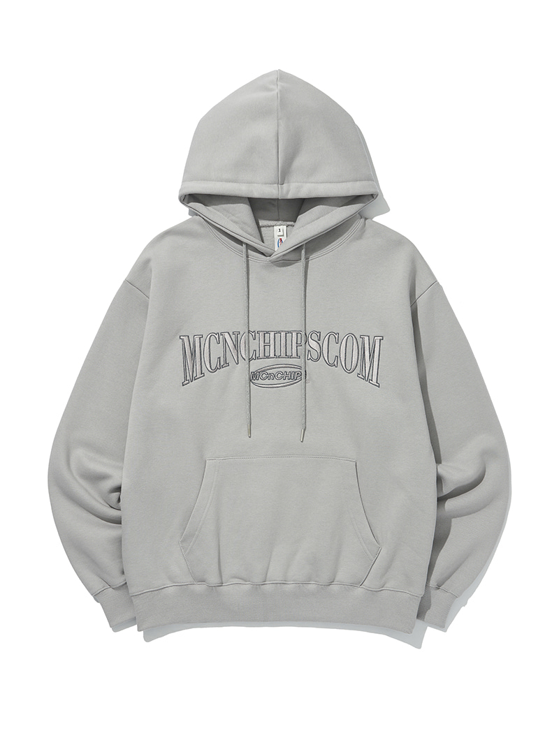 Arch-logo embroidered hoodie [grey]
