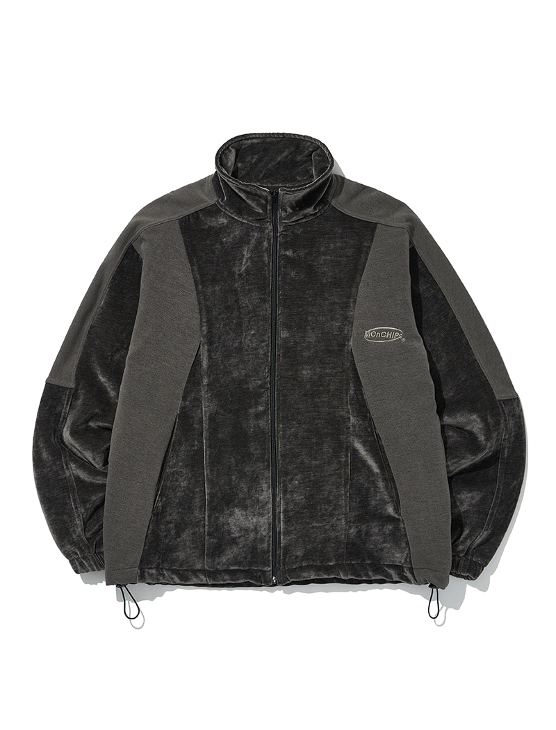 Two tone velour jacket [charcoal]