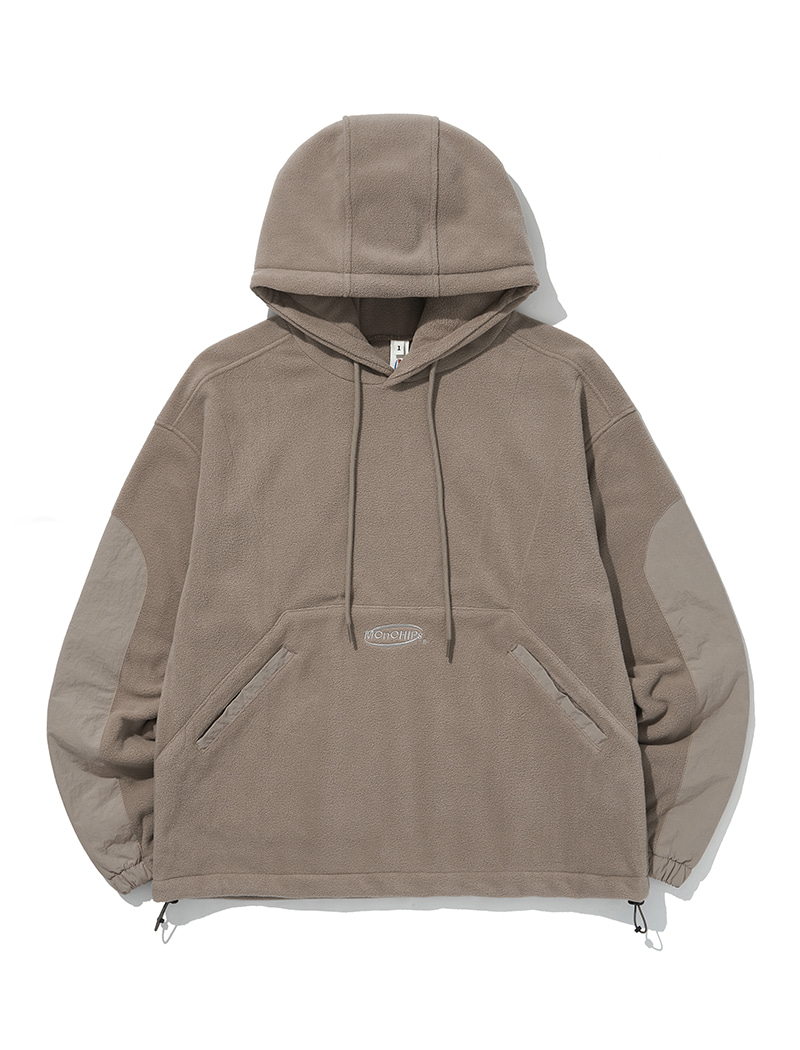 Draw cord fleece hoodie [rose brown]