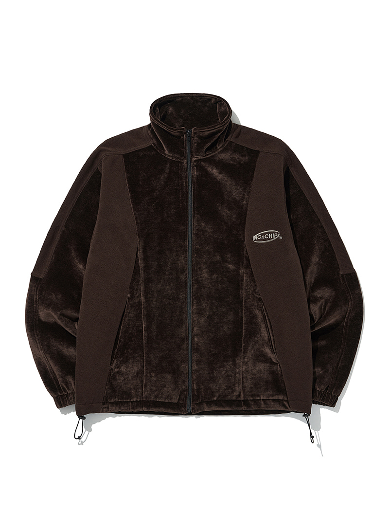 Two tone velour jacket [brown]