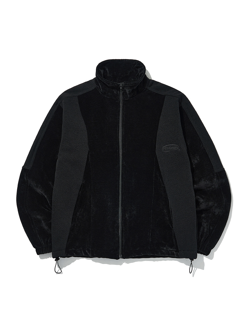 Two tone velour jacket [black]