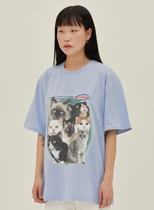 Cat squad goals tee [skyblue]