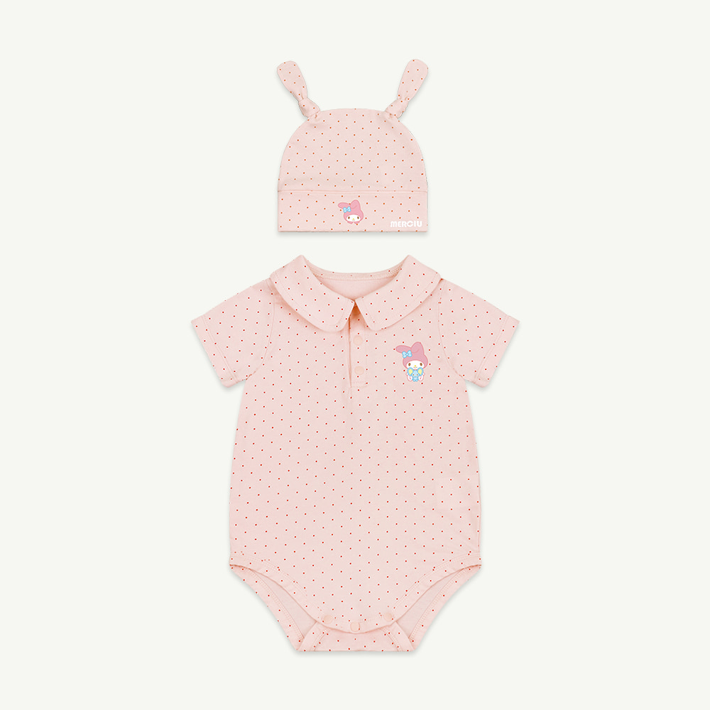 [MERCIU X My Melody] 22 S/S Baby collar bodysuit set - dot ( UP TO 30, 당일 발송 )