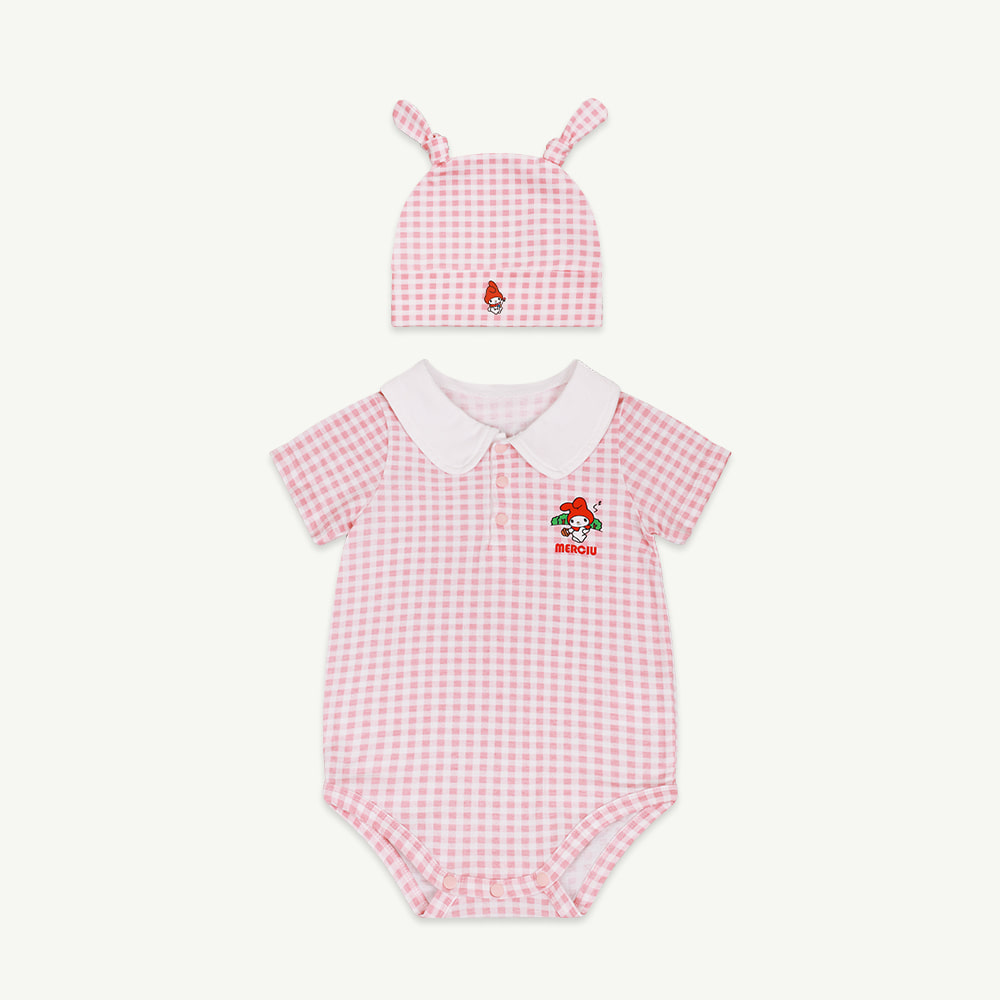 [MERCIU X My Melody] 22 S/S Baby collar bodysuit set - check ( UP TO 30, 당일 발송 )