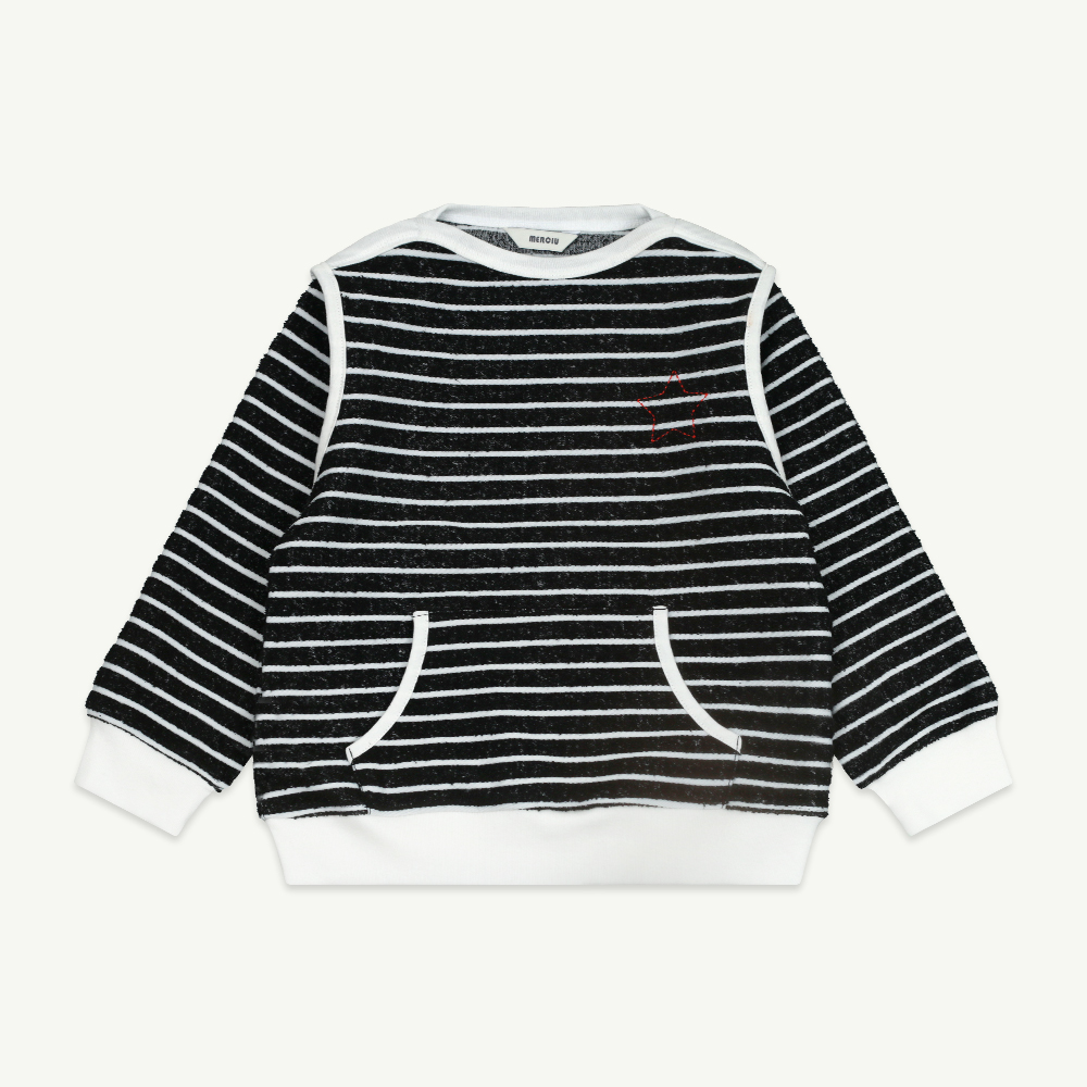 23 S/S Stripe terry sweatshirt - black ( 프리오더, 3월 22일까지 주문 가능 )