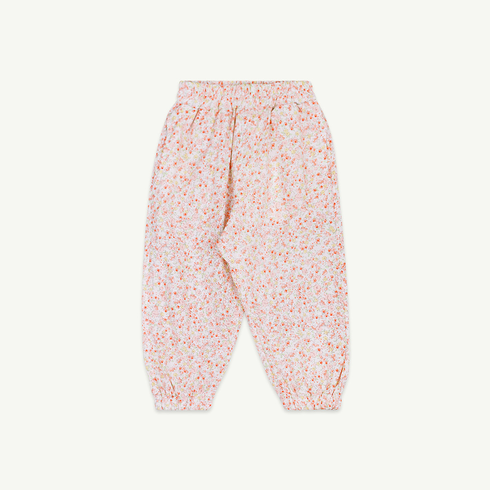 22 S/S Flower frill jogger pants - pink