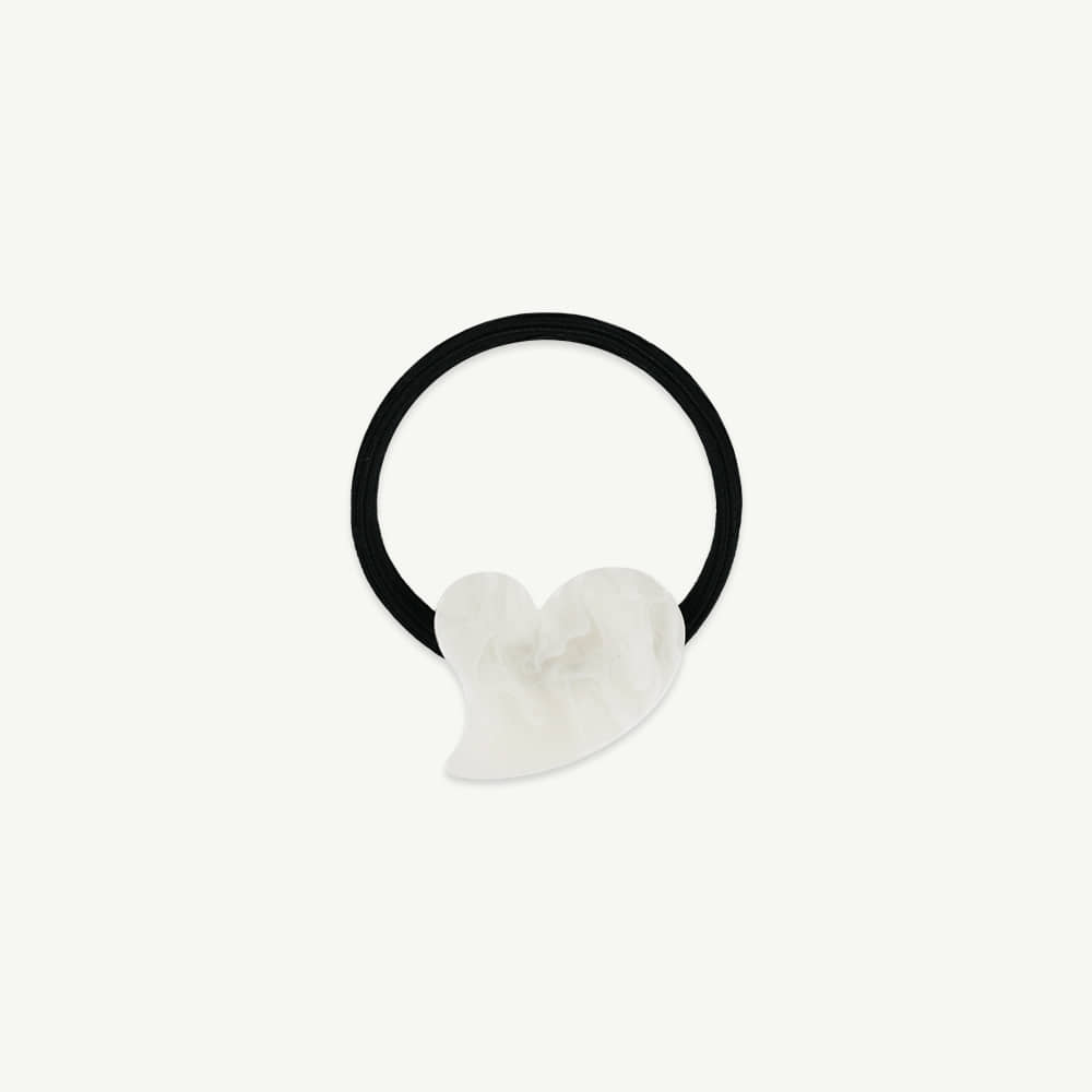 Marble heart hair tie - ivory ( 당일 발송 )