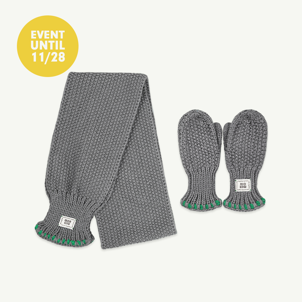 22 F/W Knit muffler &amp; mittens set - gray ( 타임세일 오전10시~오후3시까지, 당일 발송 )