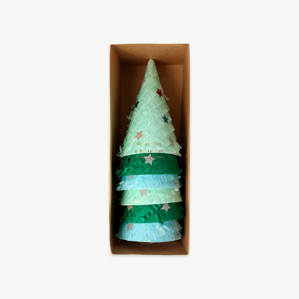 [MeriMeri] Fringed Christmas Tree Party Hats ( 6 pcs ) ( 2차 입고, 당일 발송 )