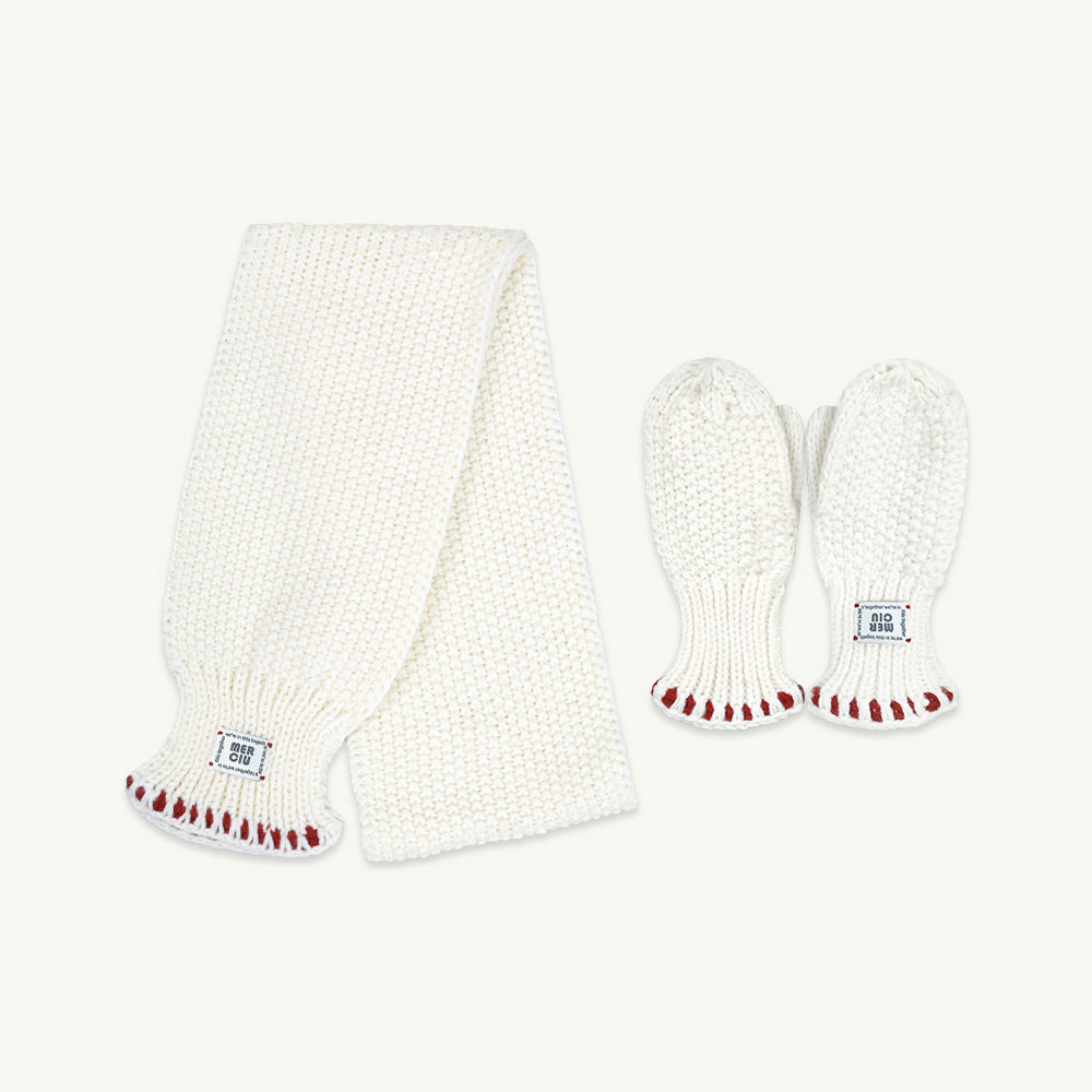22 F/W Knit muffler &amp; mittens set - ivory ( 2차 입고, 당일 발송 )