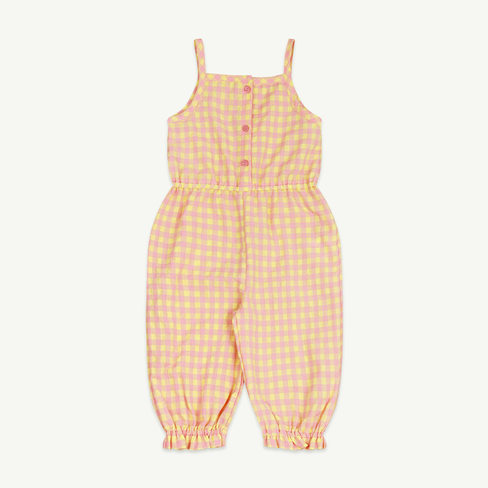 22 S/S Check jumpsuit - pink
