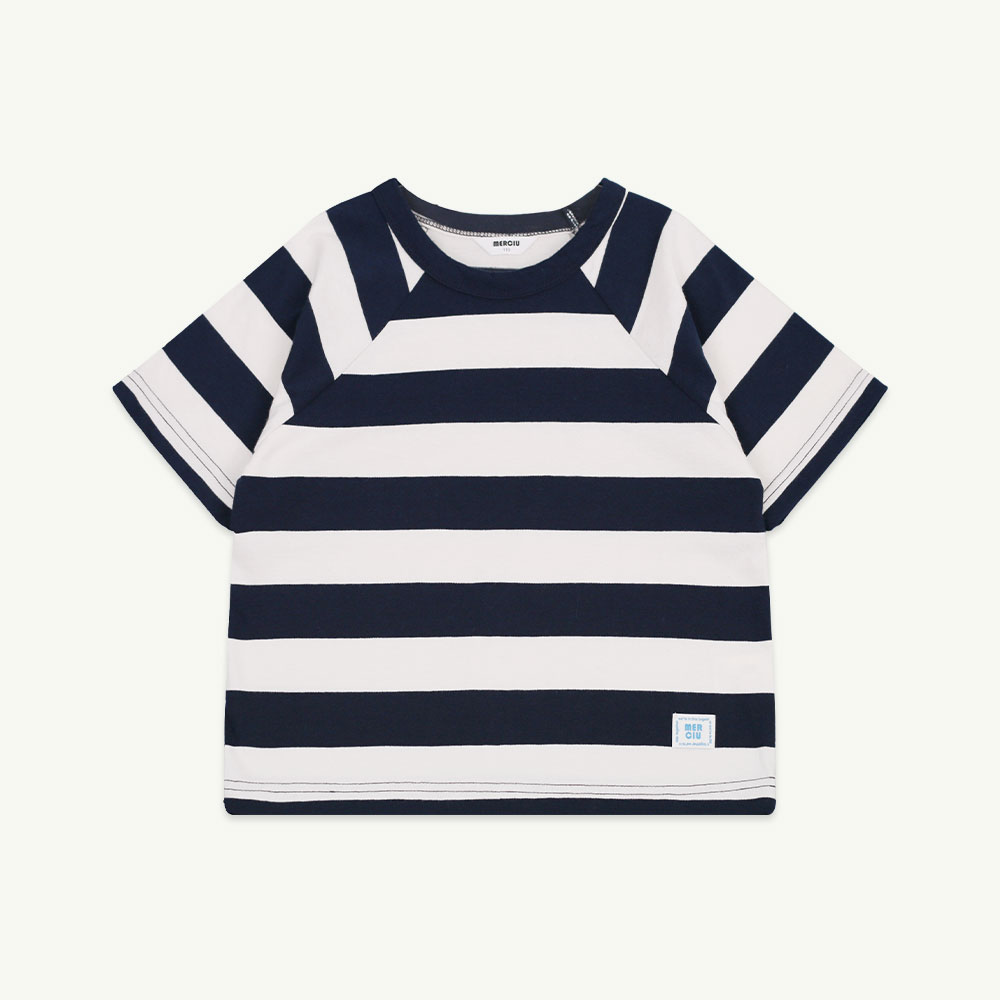 22 S/S Stripe short sleeved t-shirt - navy ( 2차 입고, 당일 발송 )