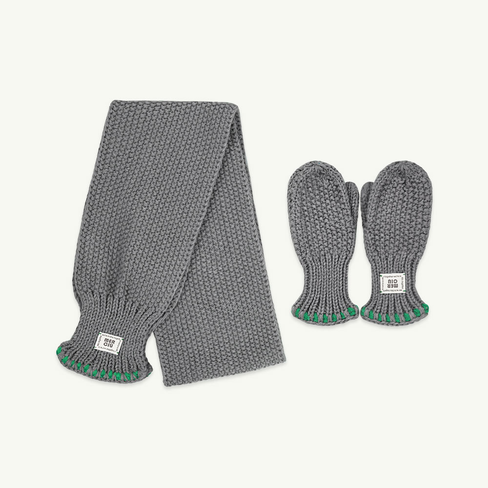 22 F/W Knit muffler &amp; mittens set - gray ( 2차 입고, 당일 발송 )