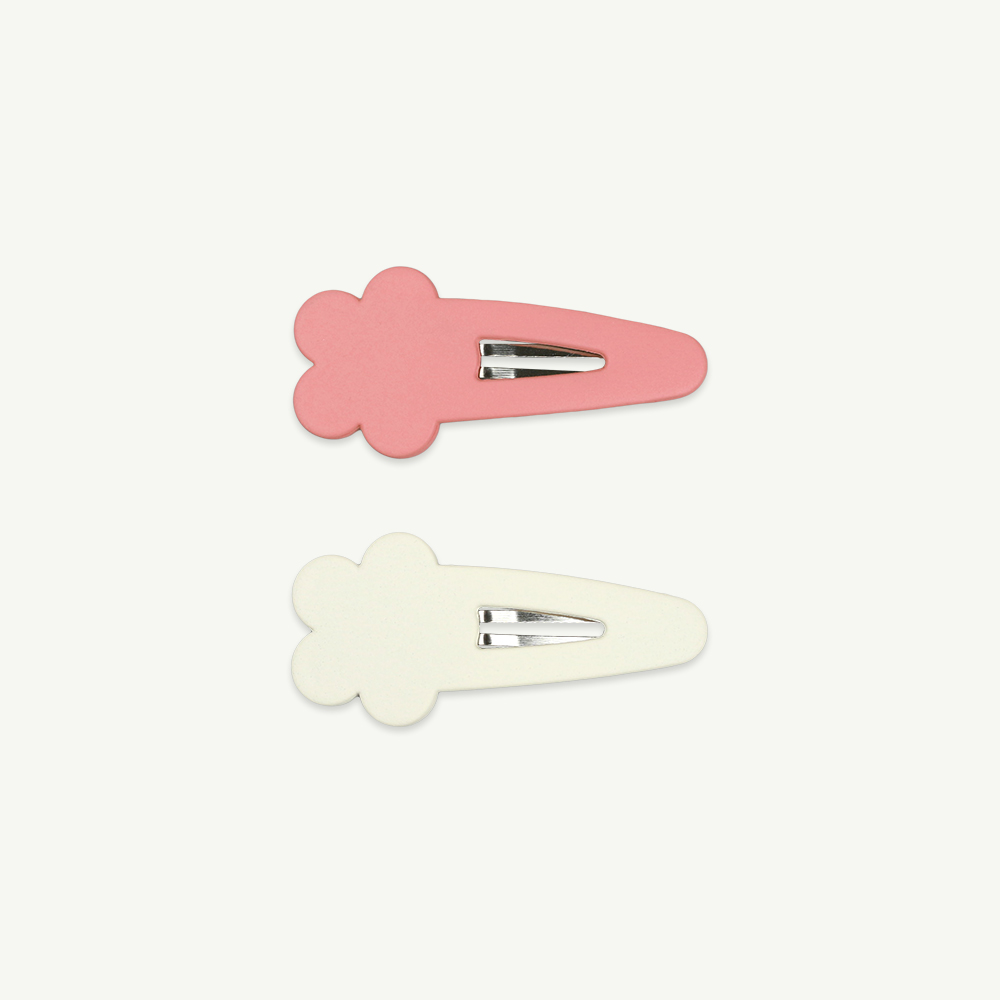 23 S/S Flower hair pin - pink &amp; ivory ( 4 pcs )