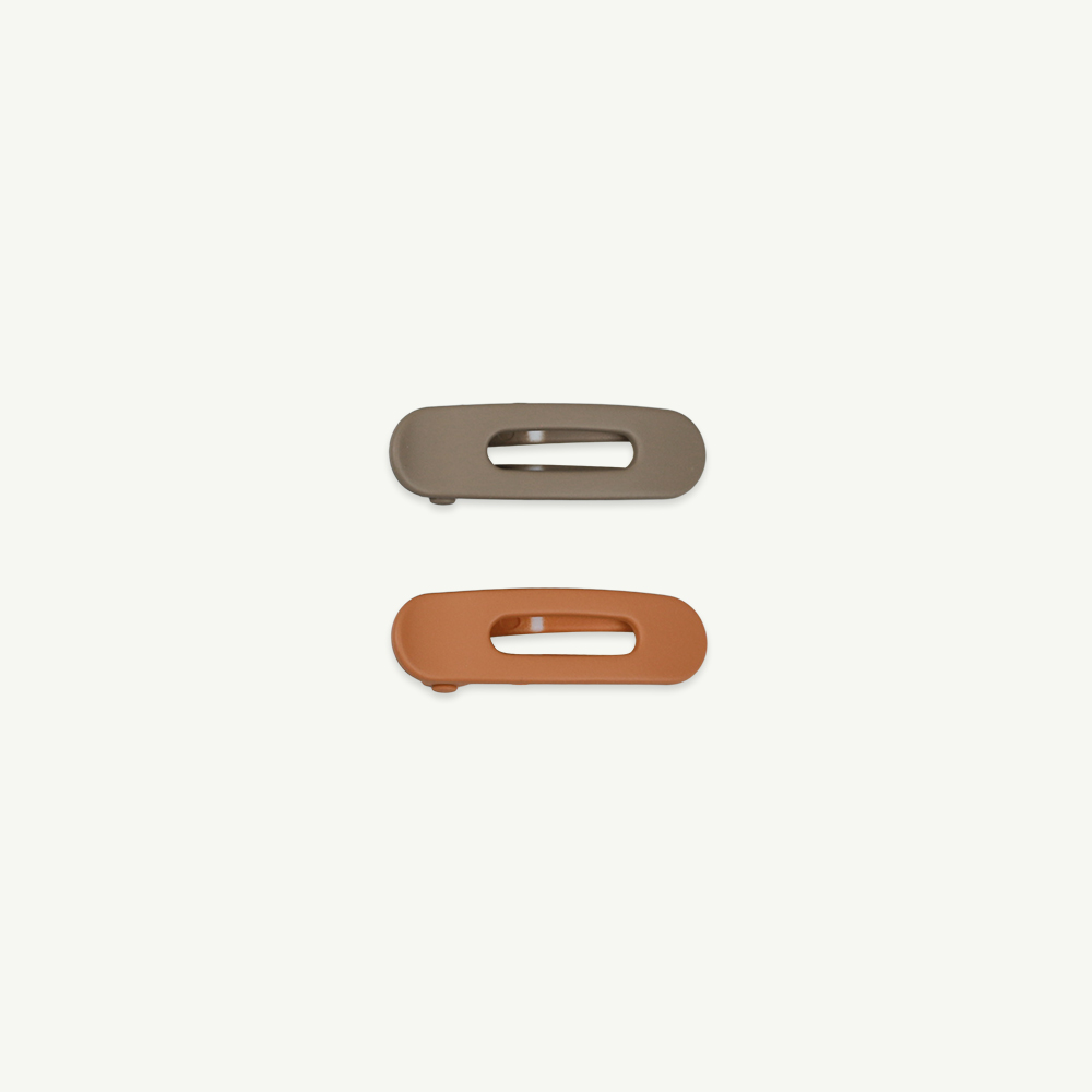 23 S/S Mini hair clips - brown &amp; orange ( 4 pcs )