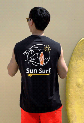 [오늘출발] SUN SURF 루즈핏 민소매 래쉬가드-남자