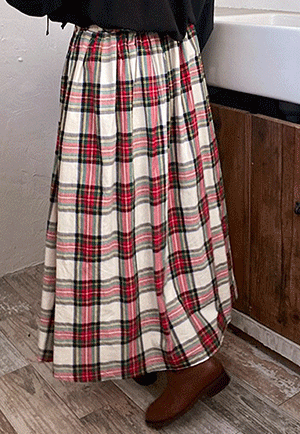 老撾格子格紋飾帶半身裙