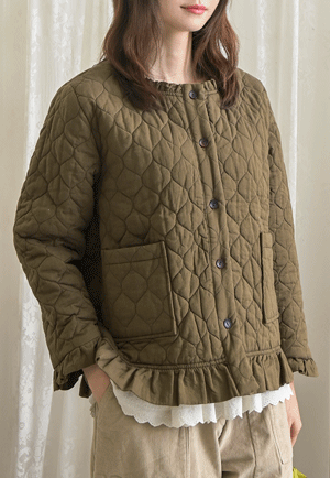 3盎司波紋絎縫荷葉邊夾克