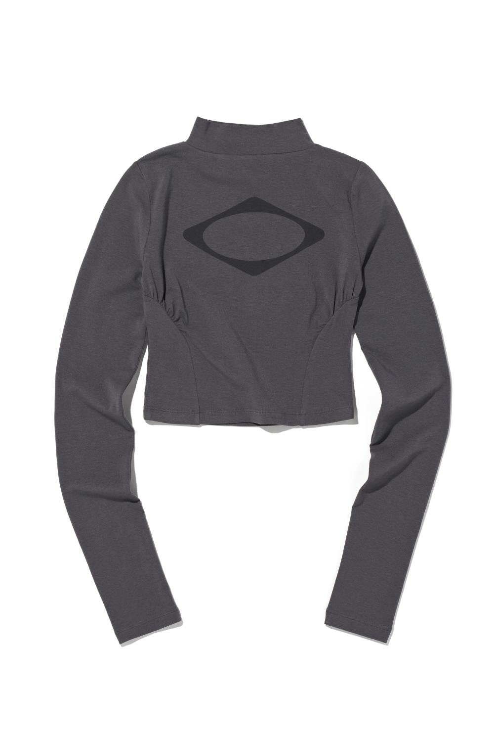 FITTED MOCK NECK LONG SLEEVE TOP_CHARCOAL
