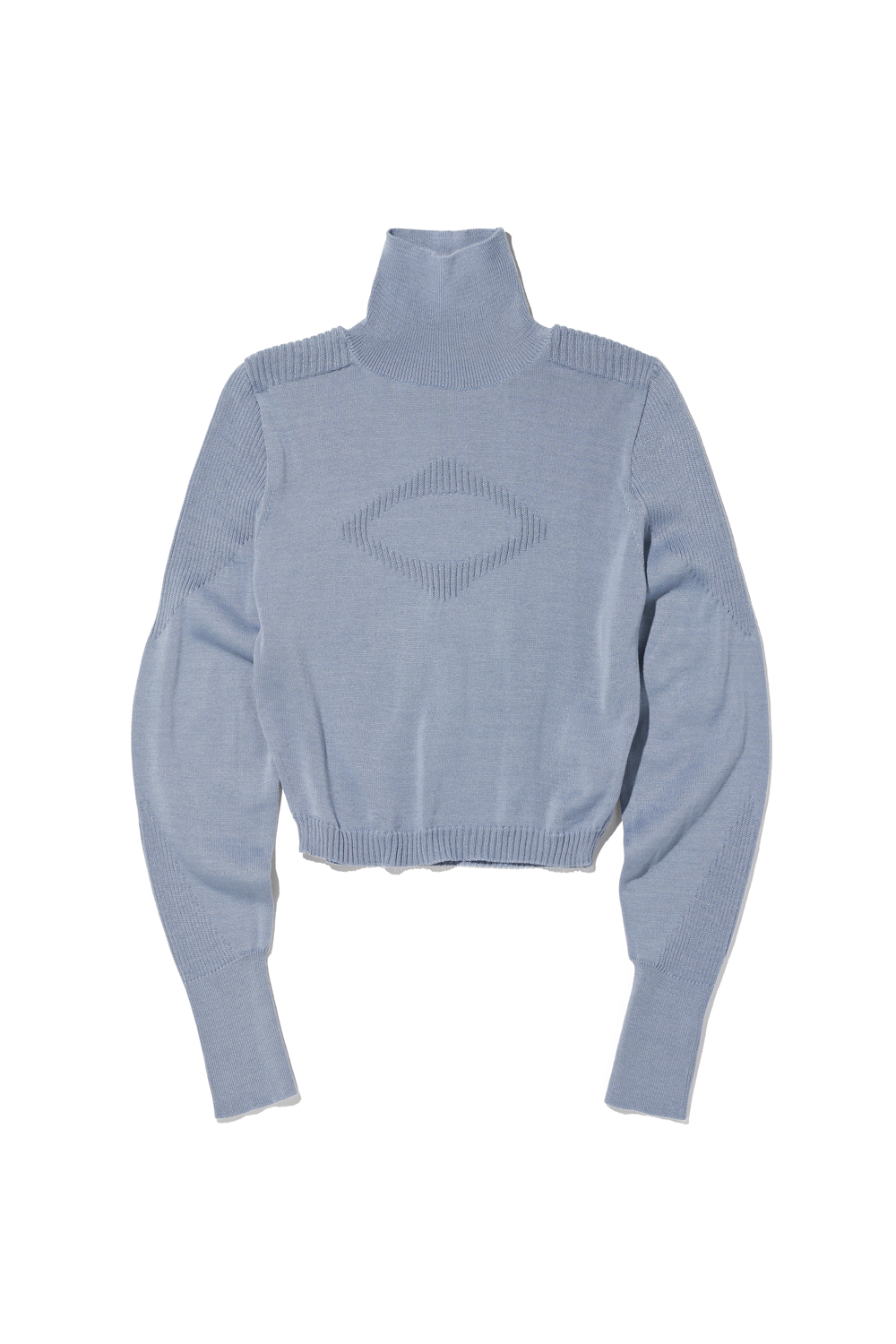 TURTLE NECK KNIT TOP_GREYISH BLUE