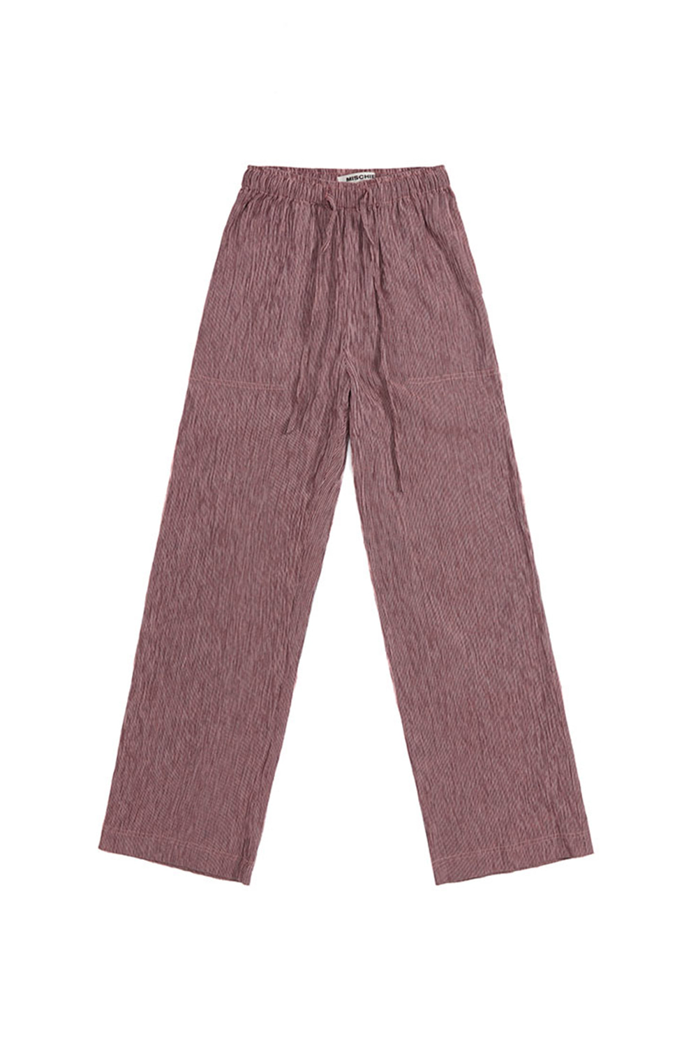 WRINKLED COTTON TROUSERS_pink/gray