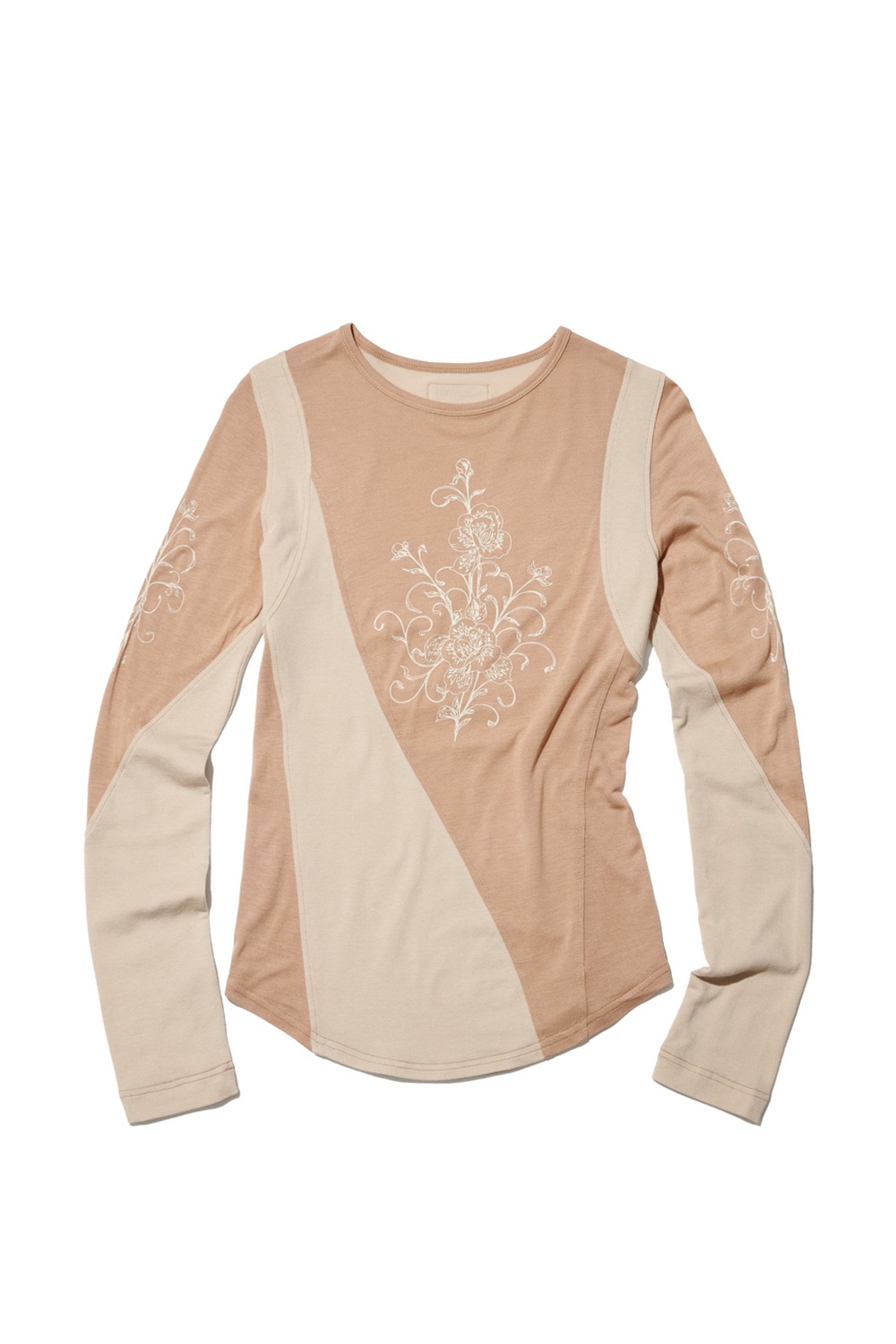 ORCHID COLOR-BLOCKED JERSEY TOP_BEIGE