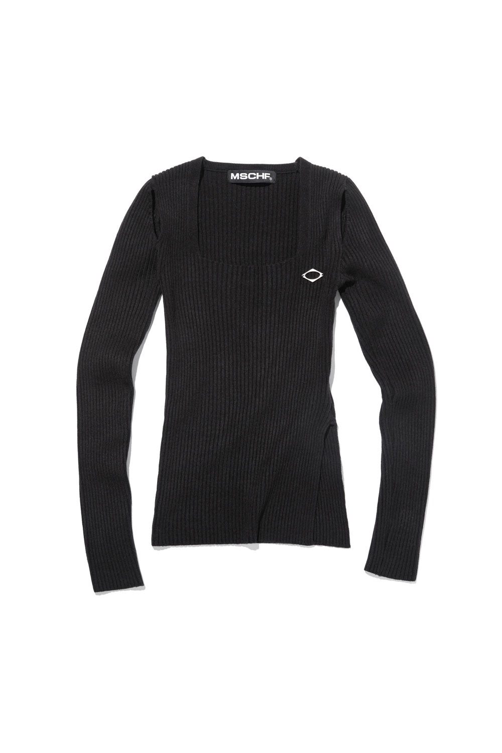 SQUARE NECK KNITTED TOP_BLACK