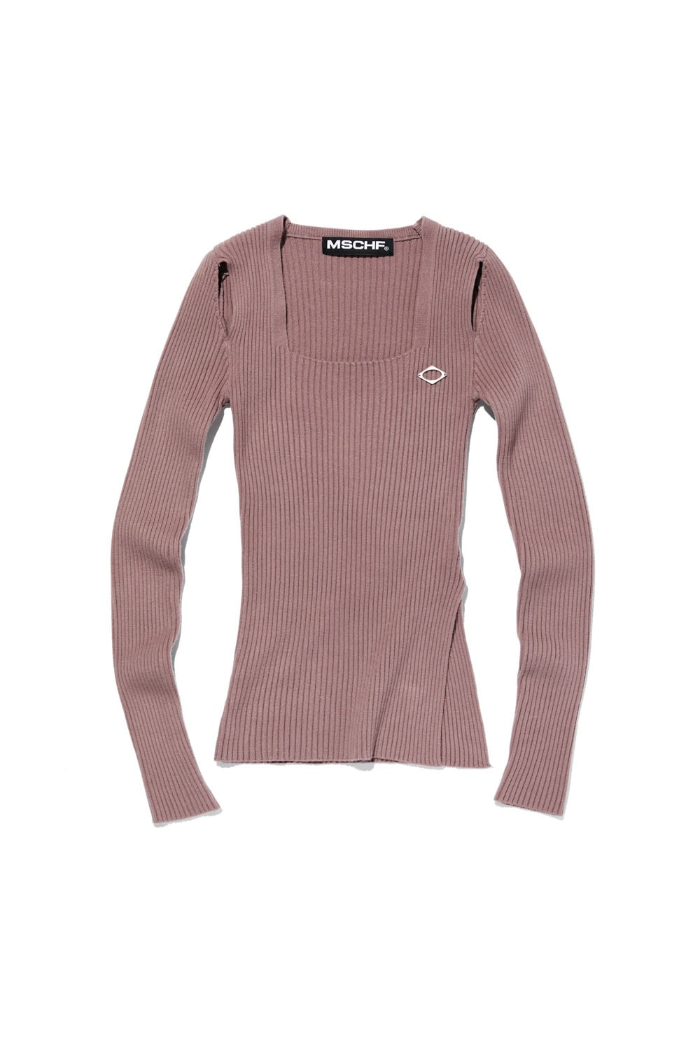 SQUARE NECK KNITTED TOP_ROSE BROWN