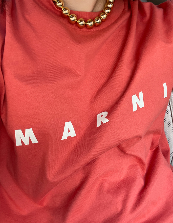마르니 로고 오버사이즈 코튼 티셔츠 / 오렌지 / MRNOL