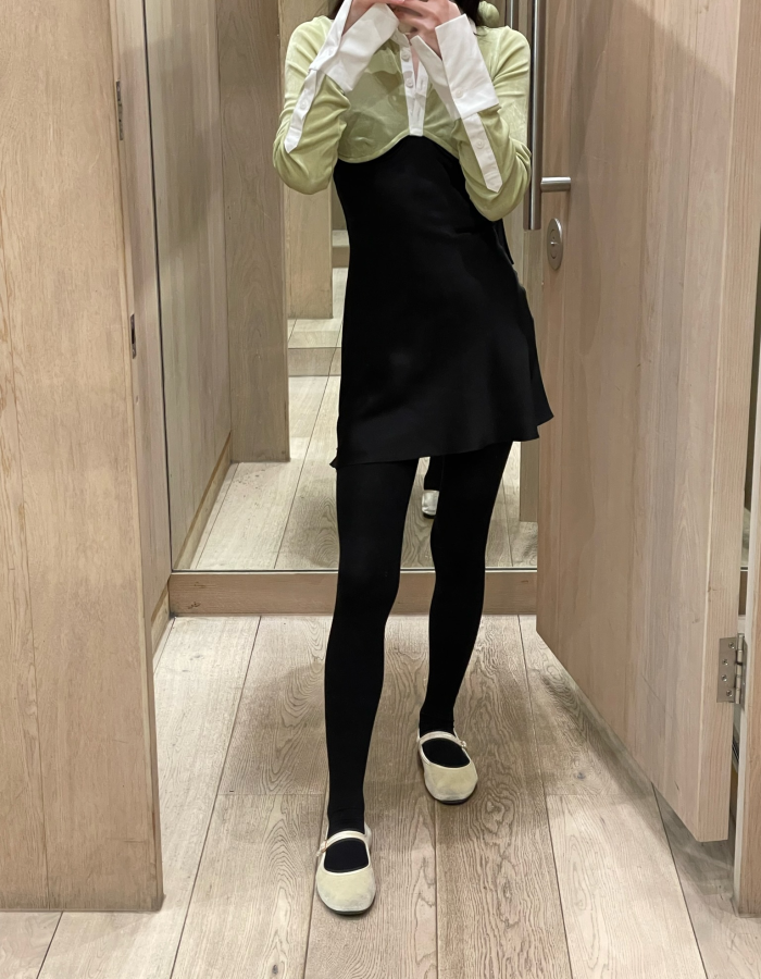 미러팔레 언더 와이어 레이스 새틴 슬립 미니 드레스 / 블랙