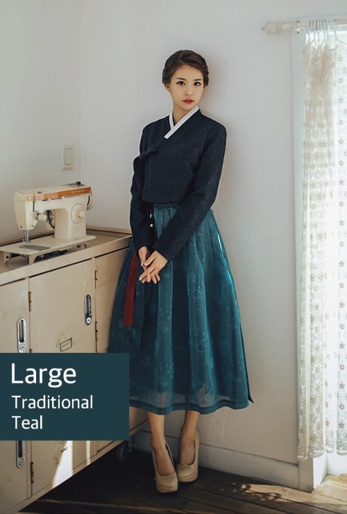생활한복 허리치마 | 전통 북청색 (라지 사이즈)