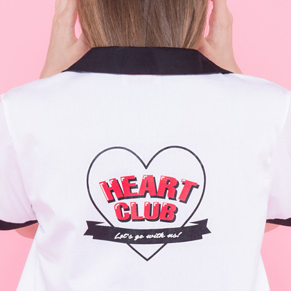 [現貨在台]Heart club 16SC撞色滾邊LOGO主題印花襯衫(黑)