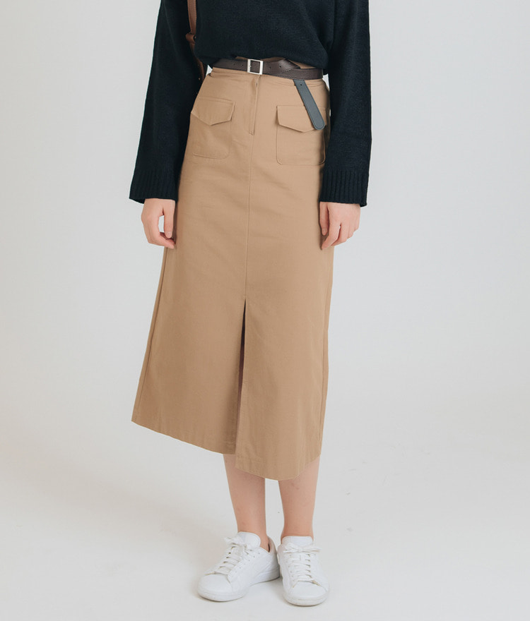 ESSAYFlap Pocket Front Slit Skirt