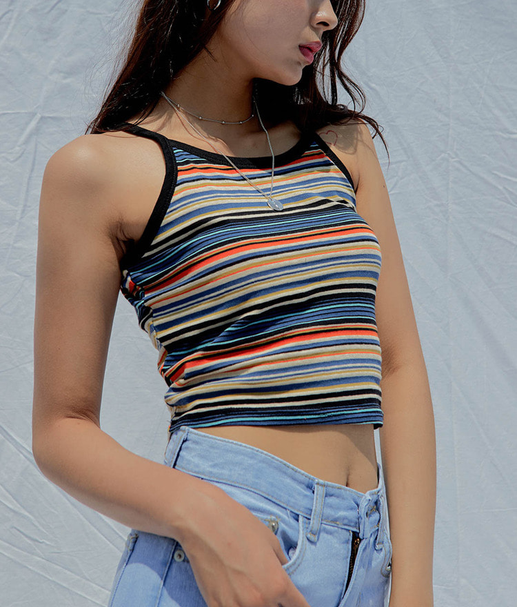 QUIETLABMulticolored Stripe Cropped Tank Top