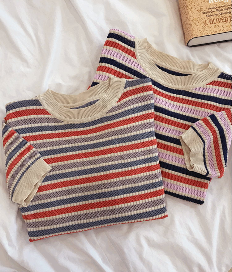 ESSAYStriped Short Sleeve Knit Top