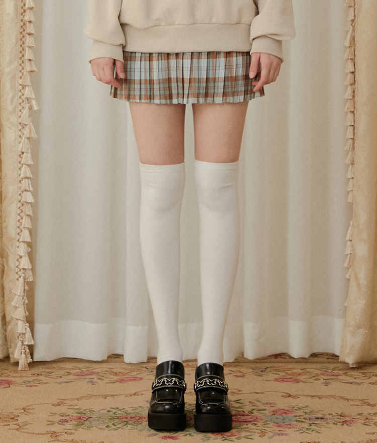 Heart Pleats Skirt (Brown Check)