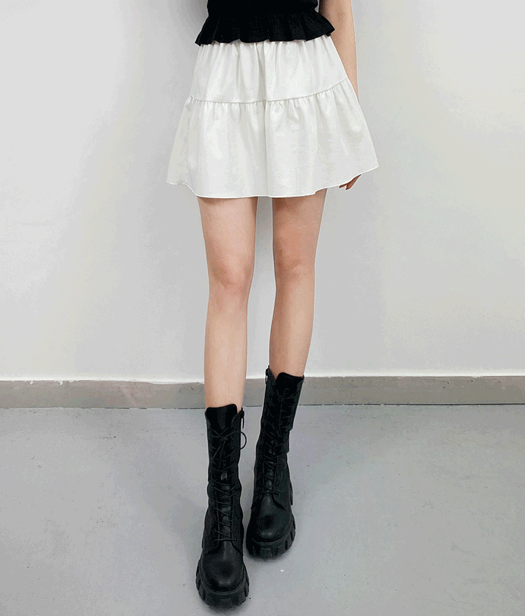 QUIETLABElastic Waist Tiered Mini Skirt