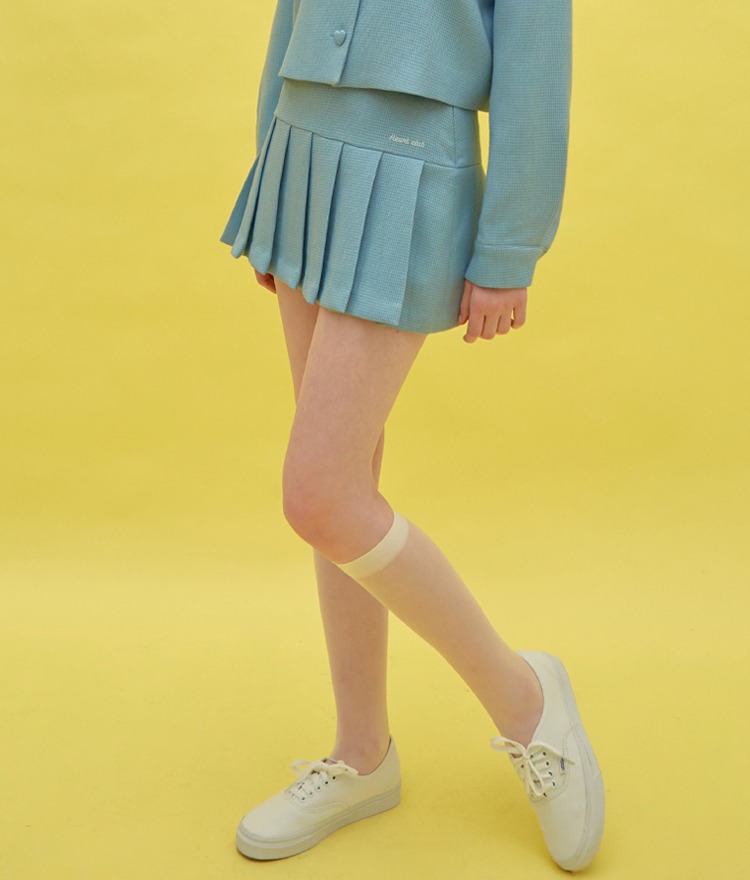 HEART CLUBSky Blue Pleated Hem Mini Skirt