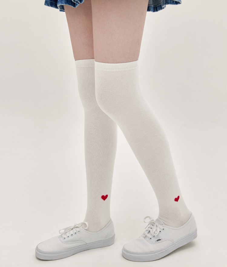 Heart knee Socks (White)