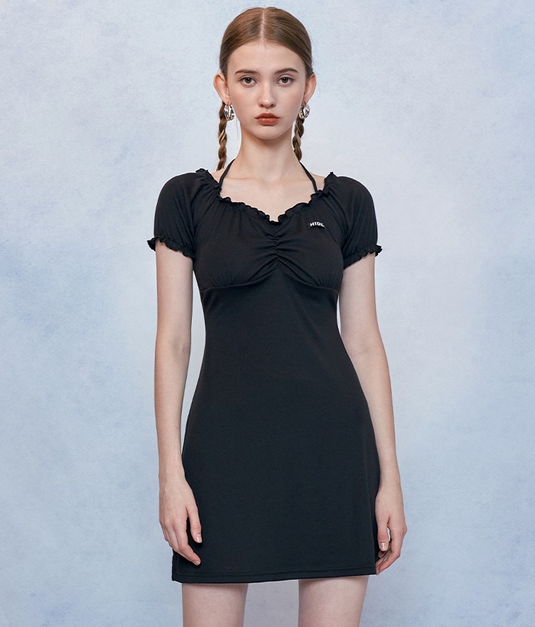 HIDE Shirring Halter Dress (Black)