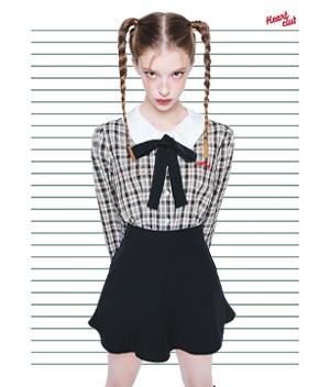 HEART CLUBBow Tie Black Check Blouse