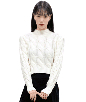 NEVERM!NDWhite Cable Knit Crop Top