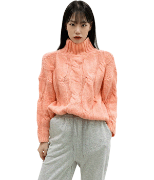 NEVERM!NDOrange High Neck Cable Knit Top
