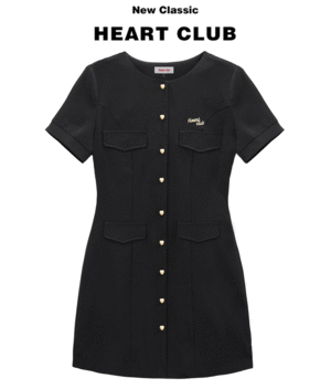 HEART CLUBBlack Heart-Shaped Button Dress