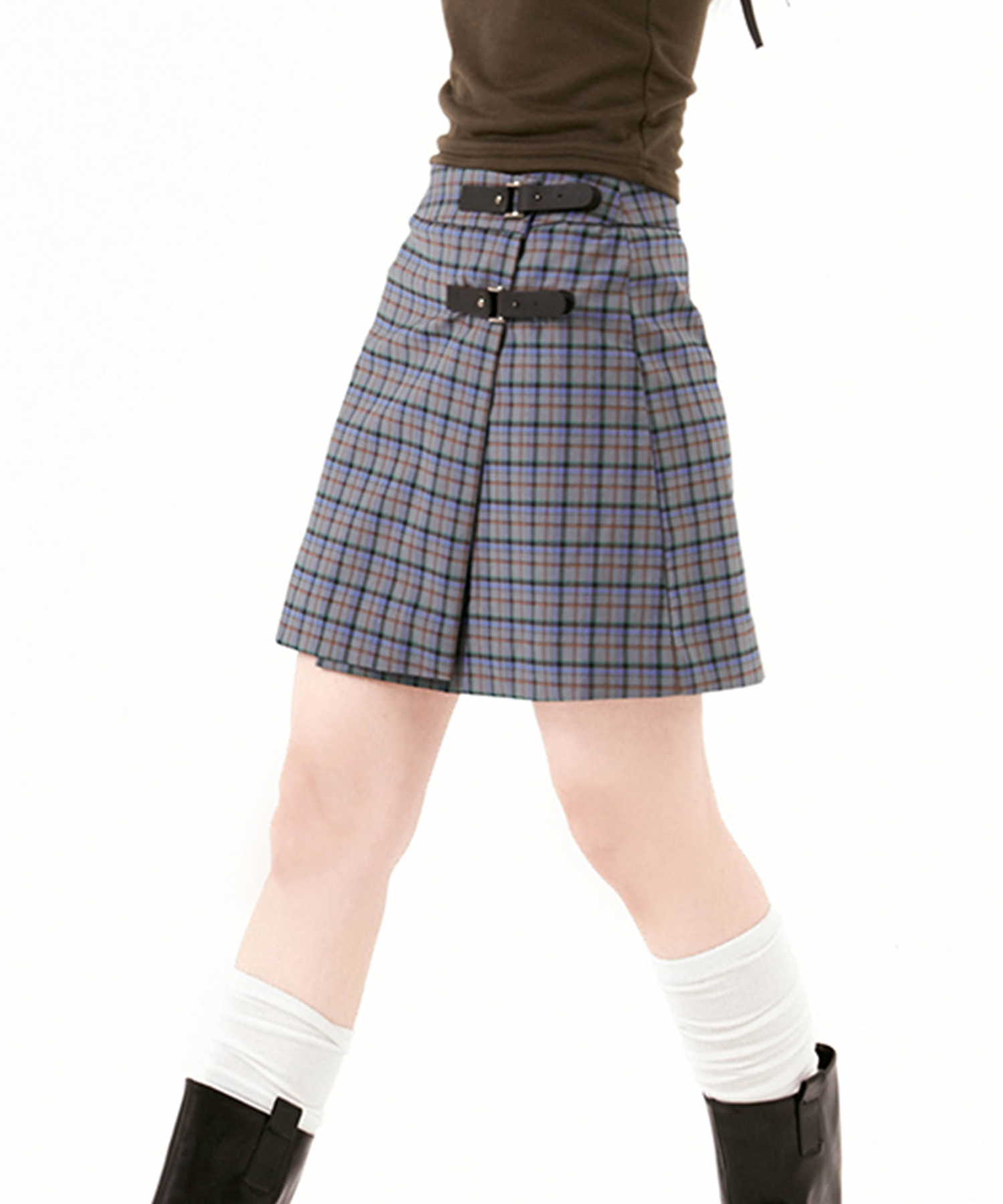 61406 Belted Check Skirt