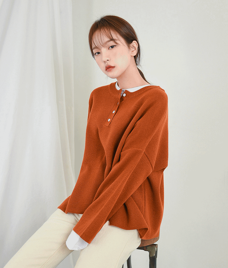 Button-up Wide Knit Top