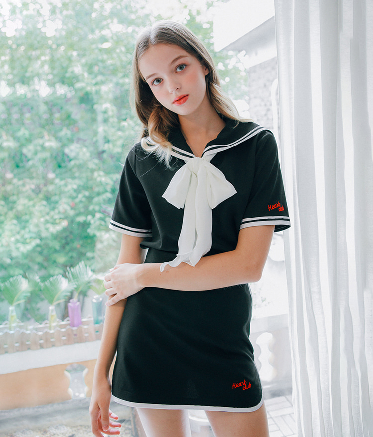 Heart Sailor Shirts Line Skirt Pants Set