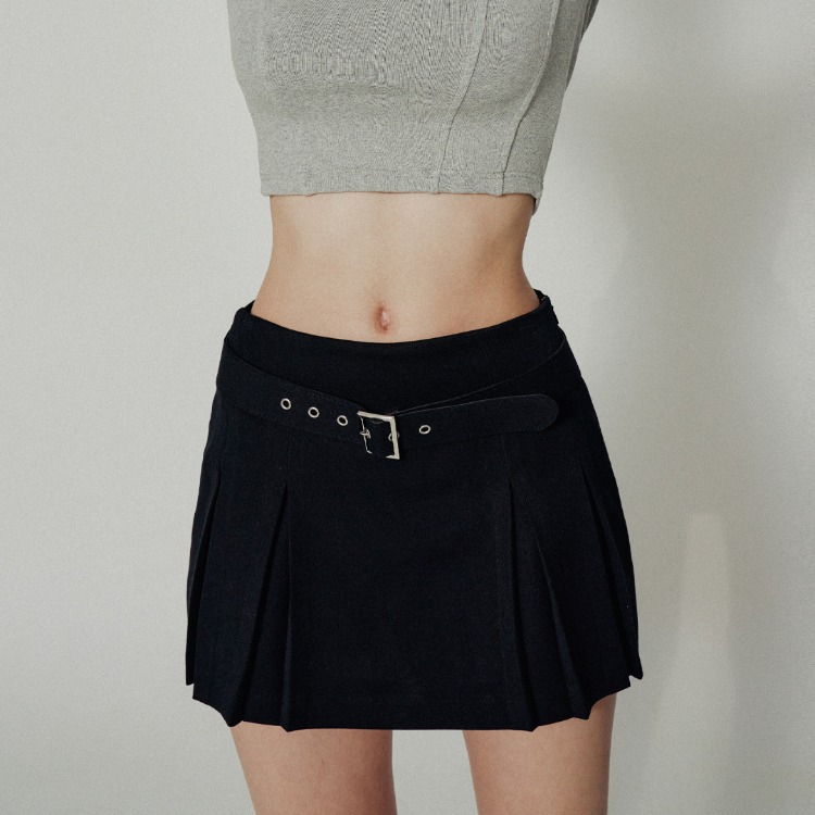 HIDE Pleats Belt Skirt (Black)